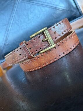 Ralph Lauren 🔻🔻🔻🔺🔺🔺Brown Leather Belt with Solid Brass Buckle
